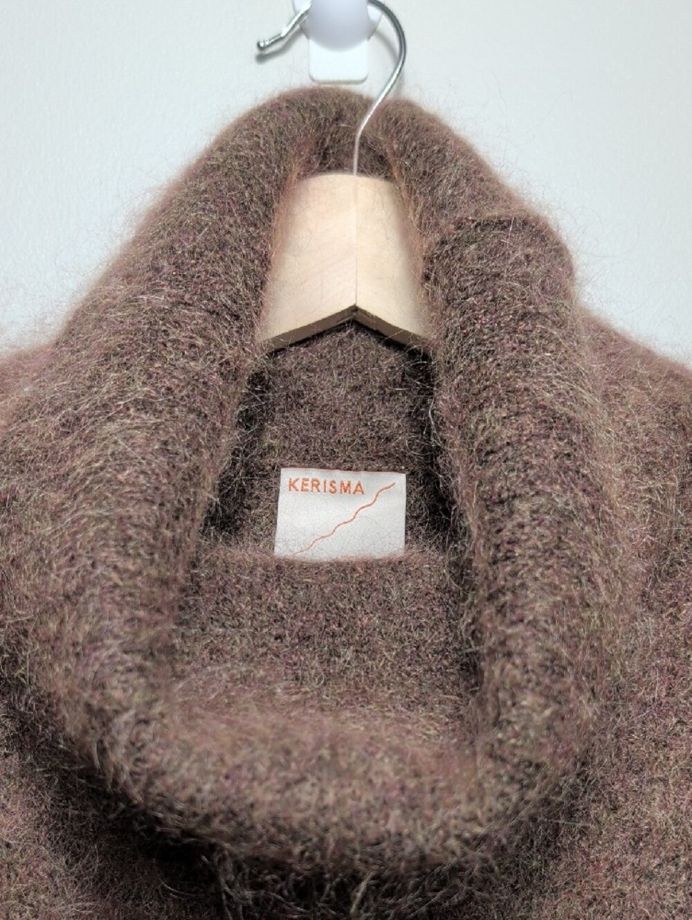Kerisma Brown Mohair Sleeveless Turtleneck Sweater Vest Fuzzy OS Fall Autumn MED - Picture 10 of 16